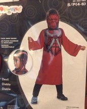 Devil Costume Robe Or Cloak W/ Hood &amp; Hide Away Mask Boys Sz S 4 - 6 Bra... - £17.71 GBP