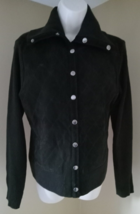 Escapade Black Suede|Sweater Jacket Button Closure Women&#39;s Size L - £13.95 GBP