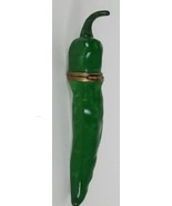 1970&#39;s Rare Peint Main Limoges France Hand Painted Green Pepper Trinket Box - £71.49 GBP