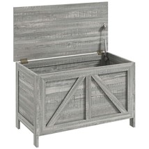 HOMCOM Farmhouse Storage Chest Lift Top for Bedroom Entryway Gray Wood G... - $122.99