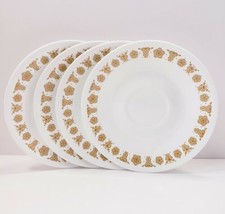 4 Corelle by Corning Butterfly Gold 6.25&quot; Saucer Plate White Tan - £16.48 GBP