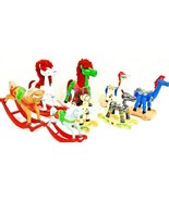 Rocking Horses Wooden &amp; Plastic 3 1/2&quot; To 6&quot; Tall Set Of 8 Vintage - €13,96 EUR