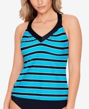 $62 Swim Solutions Striped Ring-Back Tankini Top Size 16 - £7.03 GBP