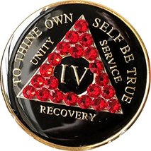 4 Year AA Medallion Black Tri-Plate Siam Red Color Swarovski Crystal Chip IV - £16.65 GBP
