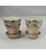 Set of 2 Ceramic Decorative Floral 2.25&quot; Mini Flower Pots With Bottom Pl... - $110.63 MXN