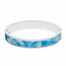 Liz Claiborne Resin Blue Bangle Bracelet W Silver Tone Metal NEW - $17.79