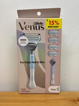 Gillette Venus for Pubic Hair &amp; Skin w Irration Defense Bar 1 Razor/4 Carts - £13.58 GBP