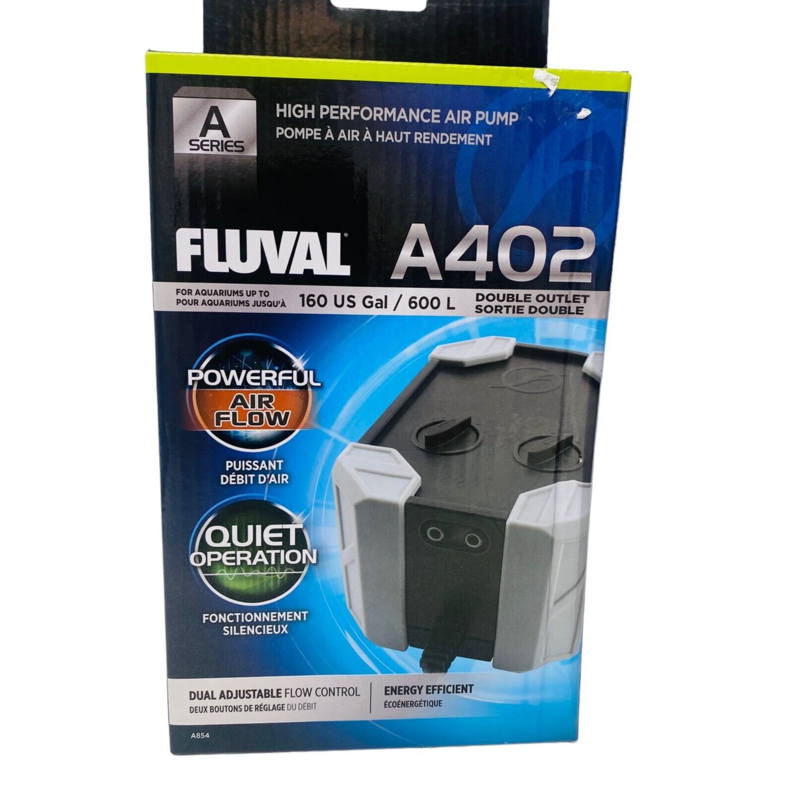 Primary image for A402 Air Pump (up to 160 US Gal) - Double Outlet Fluval for Aquariums