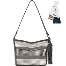 women The Sak Indio leather Embellished Woven Accent Bucket Bag Slate /Gray B4HP - £37.42 GBP