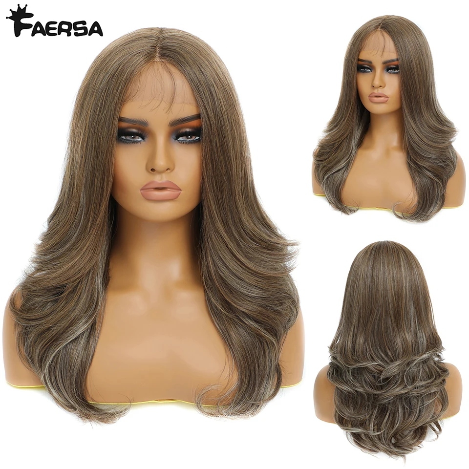T-Part Synthetic Lace Front Wigs Body Wave Highlight 13X4X1Female Lace Wig Omb - £37.33 GBP