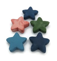 5Pcs 35 mm Large Handmade Ceramic Star Beads, 2mm Hole Matte Clay Beads Assorted - £30.68 GBP