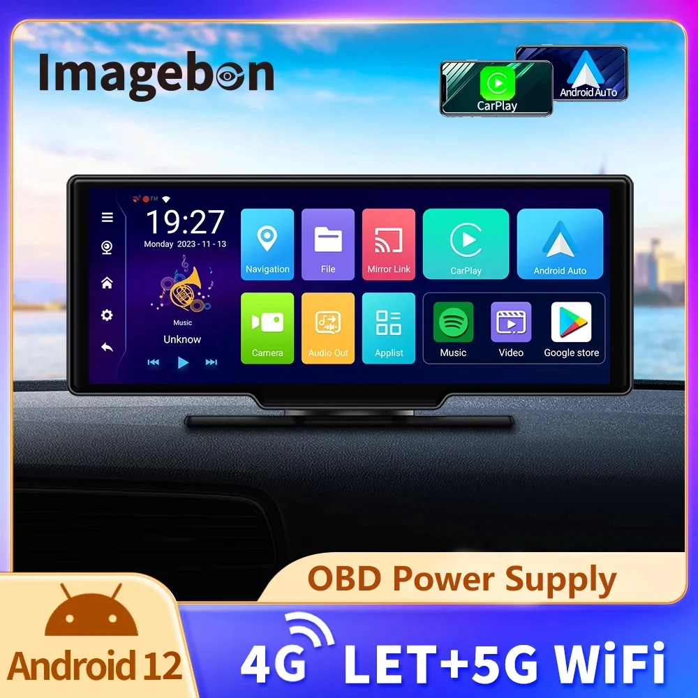10.26&#39;&#39; 4G Android 12 Car DVR Wireless CarPlay Android Auto Dash Cam ADAS GPS - £124.94 GBP+