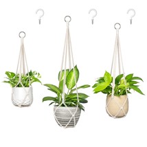 Macrame Plant Hanger Set Of 3 With Hooks Indoor Hanging Planter Basket 35&quot;/29&quot;/2 - £18.97 GBP