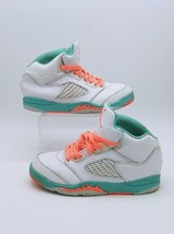 Nike Air Jordan Retro 5 White/Crimson Pulse Aqua (440893-100) Kid Size 3Y Shoes - $39.95