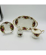 Royal Albert Old Country Roses England Porcelain Set Tray Vase Cup Dishes - £75.57 GBP