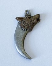 Vintage 1996 Siskiyou Wolf Head Horn Charm Necklace Bracelet Pewter? Metal - £9.89 GBP
