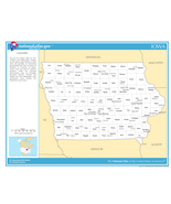 Iowa State Counties w/Cities Laminated Wall Map - £154.31 GBP