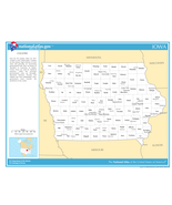 Iowa State Counties w/Cities Laminated Wall Map - $3,557.62 MXN