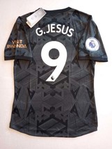 Gabriel Jesus #9 Arsenal FC EPL Match Slim Black Away Soccer Jersey 2022-2023 - £86.52 GBP