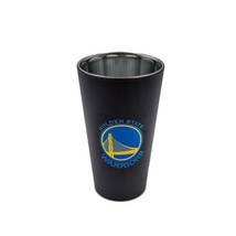 Golden State Warriors NBA Black Matte Chrome Glass Beer Pint 16 oz - $424.43 MXN