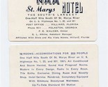 St Marys Motel Business Card The South&#39;s Largest US 1 23 &amp; 301 Folkston ... - £10.87 GBP