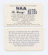 St Marys Motel Business Card The South&#39;s Largest US 1 23 &amp; 301 Folkston Georgia  - £10.83 GBP