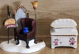 Antique Sale Miniature Ornament Shelf Sitter Dollhouse Piece &amp; Porcelain Cabinet - £9.24 GBP