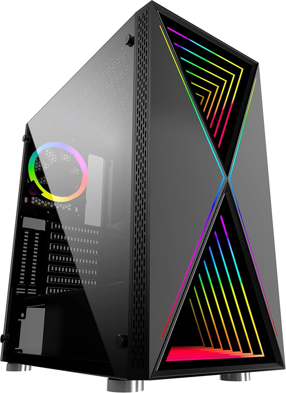 B-Blackwidow-Rgb Black Gaming PC ATX Case, Special Ripple Effect Front P... - $165.32