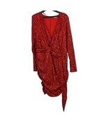 Fashion nova dress 3X womens plus red sequin mini drape V neck party coc... - £11.61 GBP