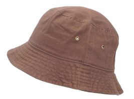 Brown L/XL Bucket Hat Cap Cotton Sun Hat Outdoor Cap Bucket Brim - £17.44 GBP