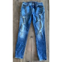 American Eagle Outfitters Flex Slim Taper Distressed Blue Jeans Men&#39;s 30x34 - $330.33 MXN
