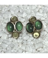 Gold-Tone &amp; Green Stone Clip-On Earrings Screw Backs - $369.07 MXN