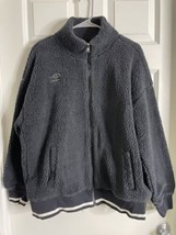Umbro Black Mock Neck Teddy Sherpa Sweater Bomber Zip Up Jacket Size XXL - £14.15 GBP