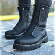 U black round toe low heel waterproof non slip comfortable classic fashion daily casual thumb200