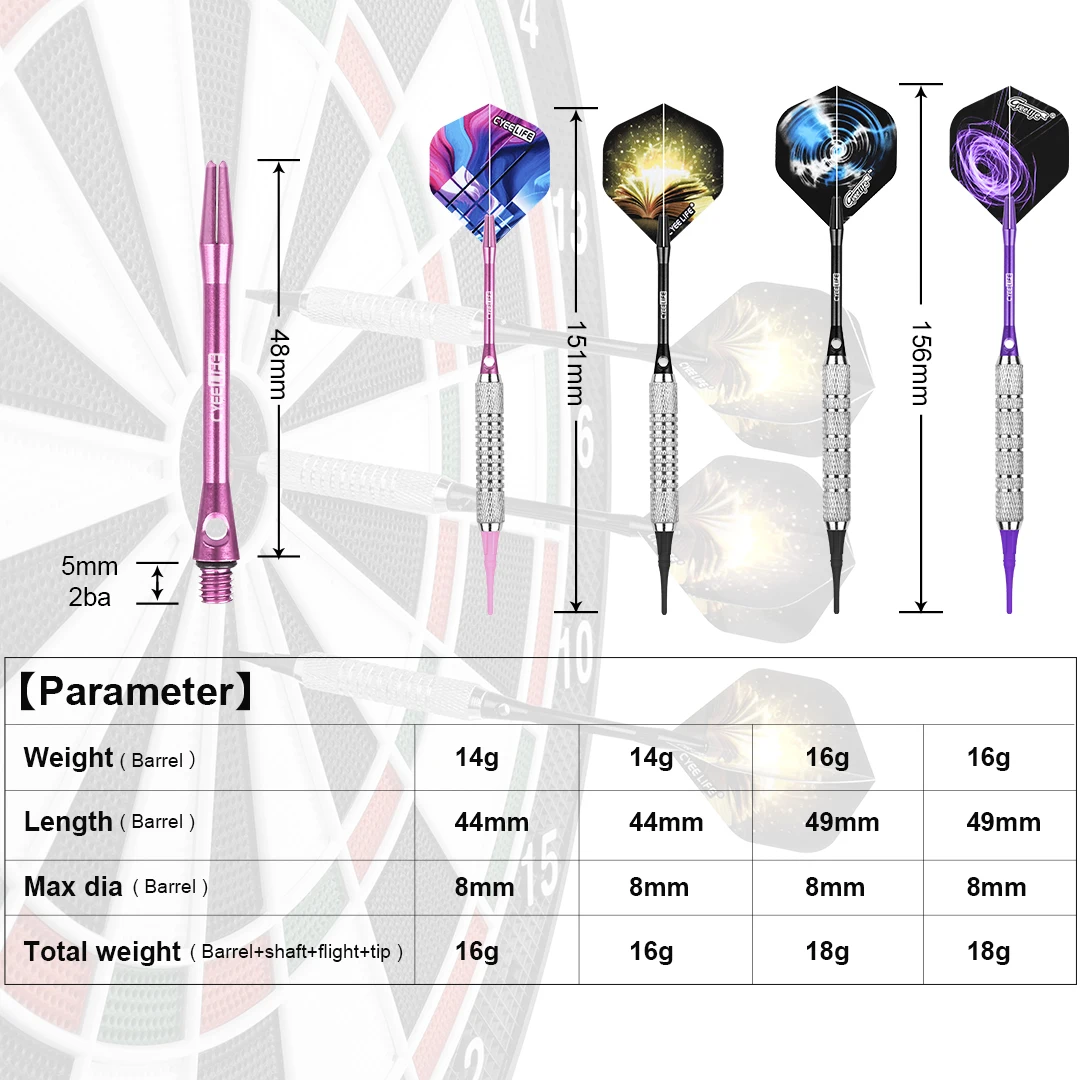Sporting CyeeLife Professional 16/18 Grams Soft Tip Darts Set with Extra Plastic - £18.54 GBP