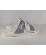 Crocs Sandal Women Size 6 Classic Glitter Silver White Slide - $339.33 MXN