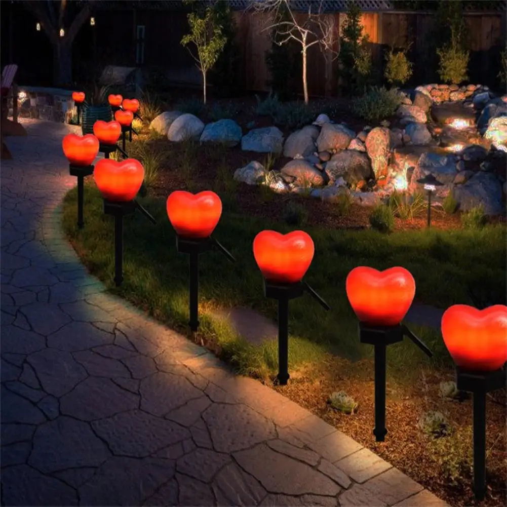 2pcs LED Garden Outdoor Solar Lights Heart-shaped Romantic Path Lawn Light Chris - £62.26 GBP