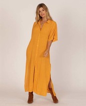 Amuse Society Tranquilo woven shirt dress in gold - $24.91