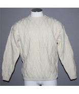 VTG Eddie Bauer Cream Fisherman&#39;s Thick Wool Cable Knit Sweater Mn&#39;s L NEW - $52.99