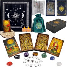 Tarot Cards with Guide Book, 78 Original PVC Waterproof Anti-Wrinkle Luxury Gold - £42.82 GBP
