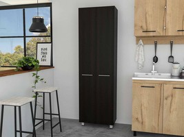 79" Modern Black Pantry Cabinet with Two Doors and Five Shelves - $6,883.33 MXN