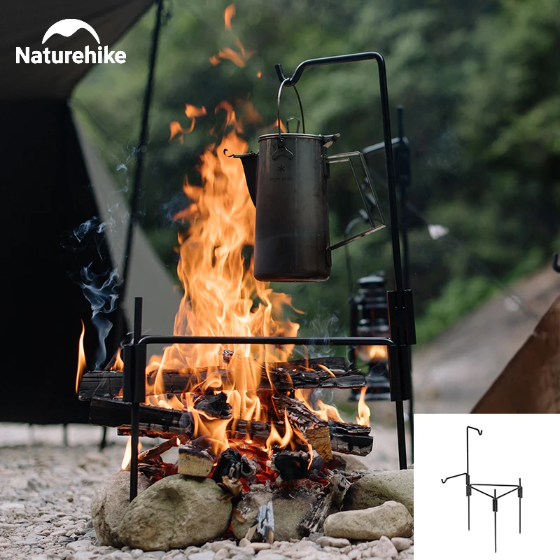 Naturehike Outdoor Portable Iron Tripod Adjustable Height Barbecue Rack Camping - £157.93 GBP