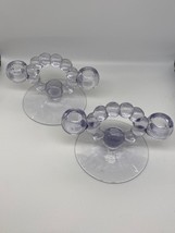 Vintage Pair Imperial Clear Glass Bubble Beads Candlewick Candle Holders - £21.77 GBP