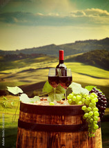 Framed canvas art print giclee Red wine barrel vineyard in green Tuscany Italy - £31.55 GBP+