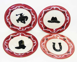 Heartstone Salad Plates - Lot of 4 Stoneware with Western Designs - $45.00