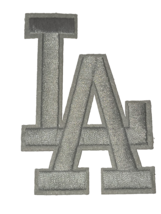LA - ALL WHITE LOGO - 3 1/2X 2 1.2&quot; - Embroidered Iron-On/Sew Patch-Free... - €3,38 EUR