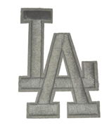 LA - ALL WHITE LOGO - 3 1/2X 2 1.2&quot; - Embroidered Iron-On/Sew Patch-Free... - €3,38 EUR