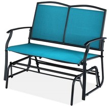 2 Seat Mesh Patio Loveseat Swing Glider Rocker with Armrests in Blue - $3,877.91 MXN