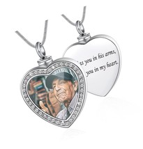 Customized Photo Heart Urn Necklace, Personalized - £87.68 GBP