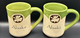 Alaska mugs (2) Heavy Duty Stoneware Moose Motif 4-1/2&quot; x 3-1/2&quot; - £14.96 GBP